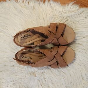 Clark's cork heel sandals size 6.5